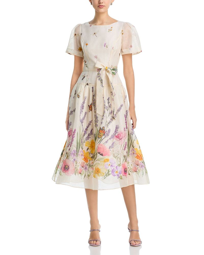 テリジョンバイリッキーフリーマン レディース トップス 衣裳 Teri Jon by Rickie Freeman Drop Waist Dress Ivory Multi 象牙色