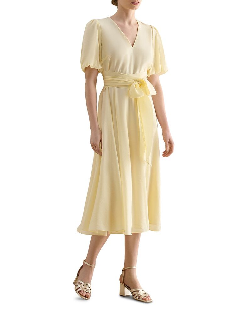 ホッブス英国の首都 レディース トップス 衣装 HOBBS LONDON Barrington Beltedress Pale Yellow 黄色