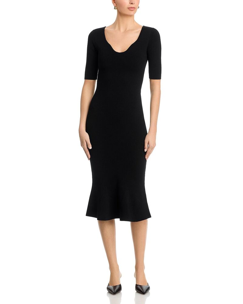 ボス レディース トップス ワンピース ミディ BOSS Fosa Midi Dress Black ブラック｜ReVida 店