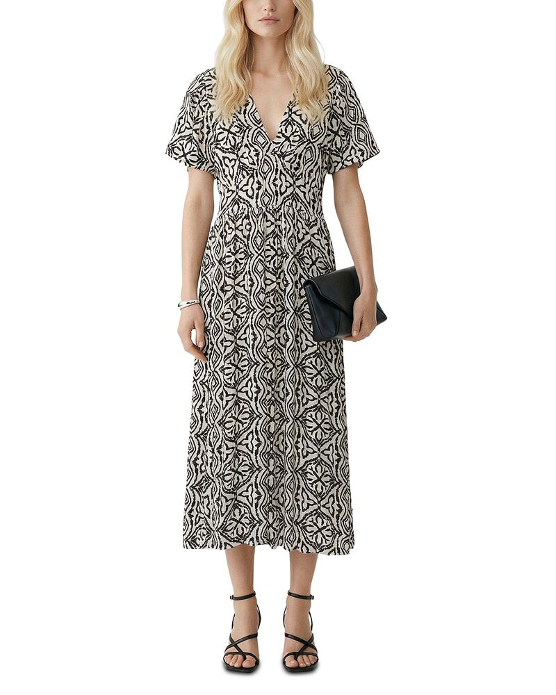 ヴェロモーダ レディース トップス 衣装 V素っ首 Vero Moda Vmmenny SS 7/8 V Neck Dress Birch Aopcamilla
