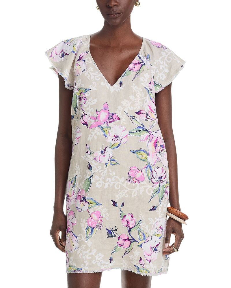 トッミーバハマ レディース トップス 衣裳 お花柄 リネン お花 Tommy Bahama Floral Gardens Linen Shift Dress Pure Khaki カーキ