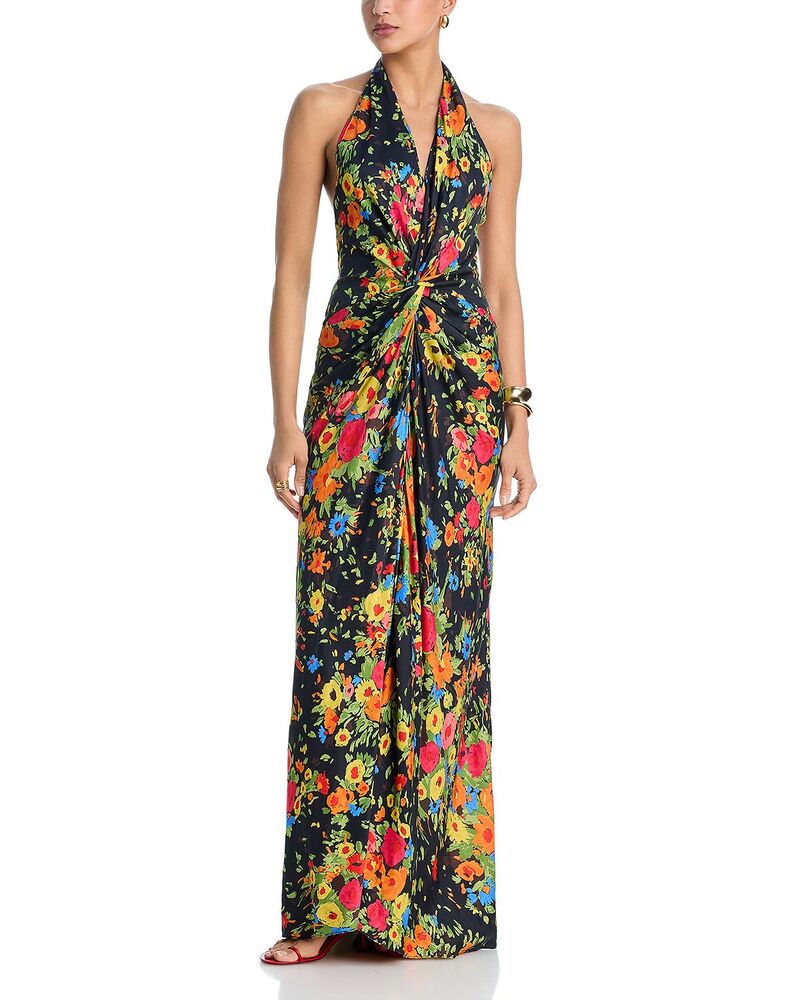 エーエルシー レディース トップス ワンピース マキシ ホルター A.L.C. Mabel Twist Front Halter Maxi Dress Black/Persimmon ブラック｜ReVida 店
