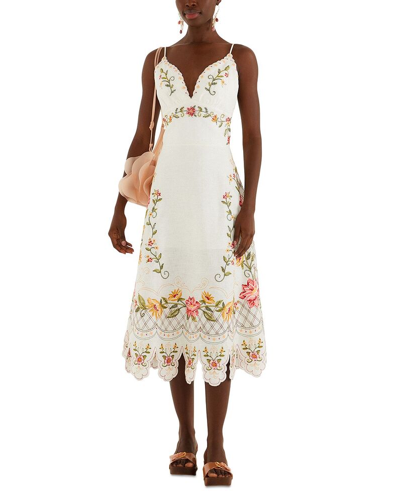 耕園 レディース トップス 衣装 MIDI 刺しゅう FARM Rio Embroidered Midi Dress Off-white 象牙色