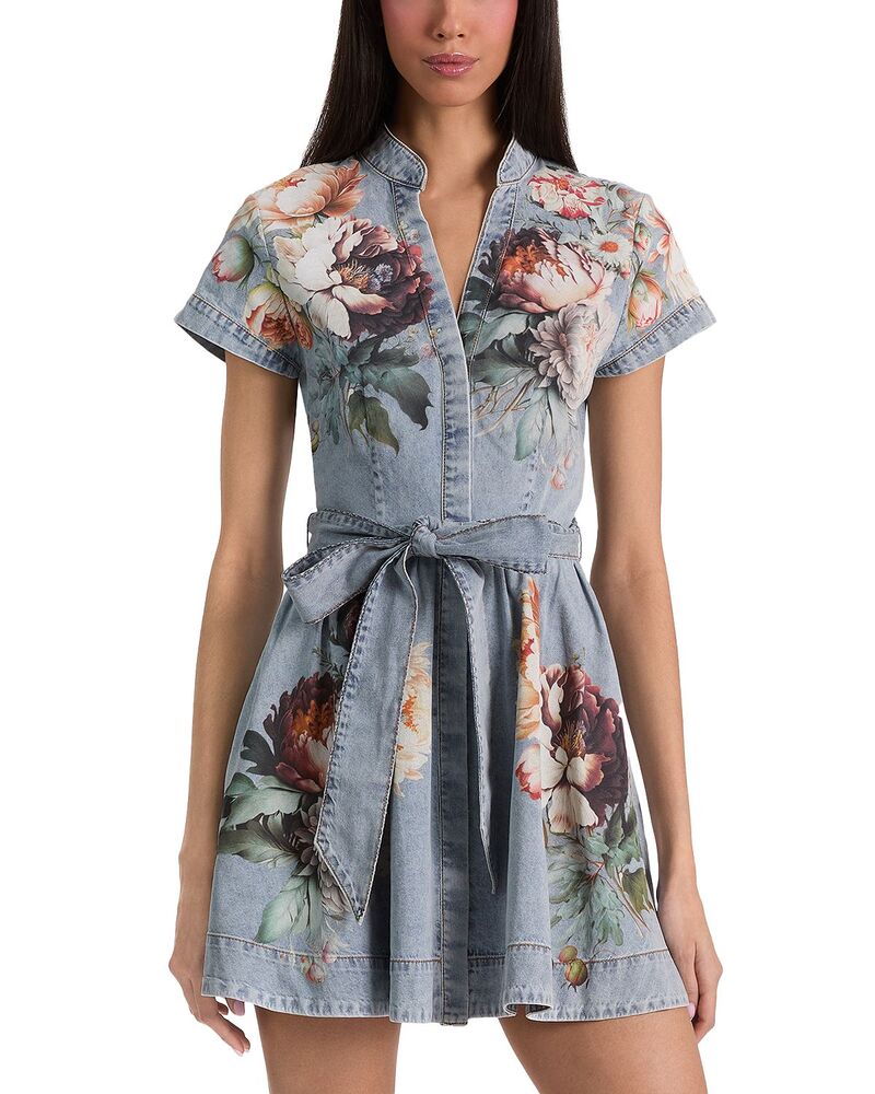 アリスアンドオリビア レディース トップス シャツ ミニ デニム Alice and Olivia Lucy Denimini Shirt Dressierra Vintage Multi マルチカラー｜ReVida 店