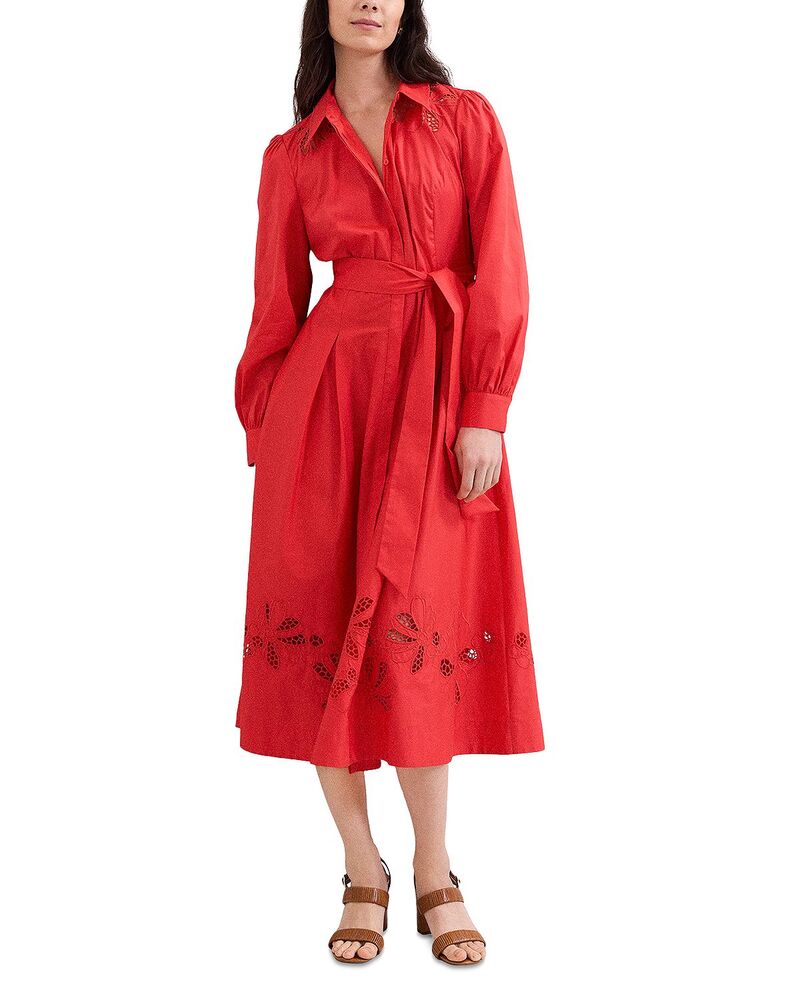 フェイズ・エイト レディース トップス シャツ フラワー柄 ミディ フラワー Phaseight Kim Floral Cutwork Midi Shirtdress Red レッド
