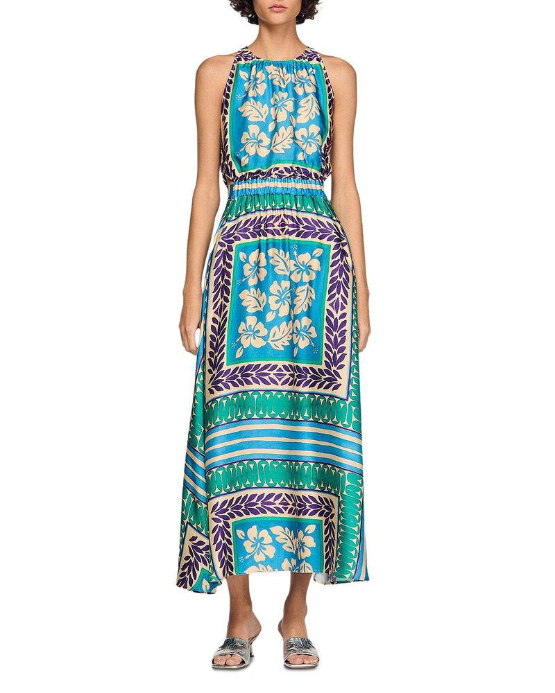 サンドロ レディース トップス ワンピース フラワー柄 プリント マキシ フラワー Sandro Floral Print Maxi Dress Green / Purple グリーン|ReVida 店