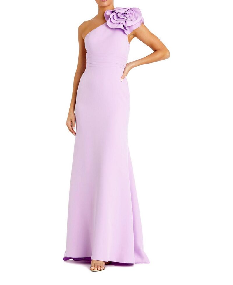 マックダガル レディース トップス 衣装 縮緬 Mac Duggal Crepe One Shoulder Gown With 3D Flower Lilac 紫はしどい