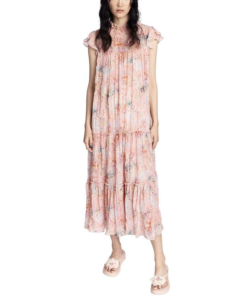 アナスイ レディース トップス ワンピース ティアード マキシ Anna Sui Oasis Blooms Tiered Maxi Dress Blush Multi ブラッシュ｜ReVida 店