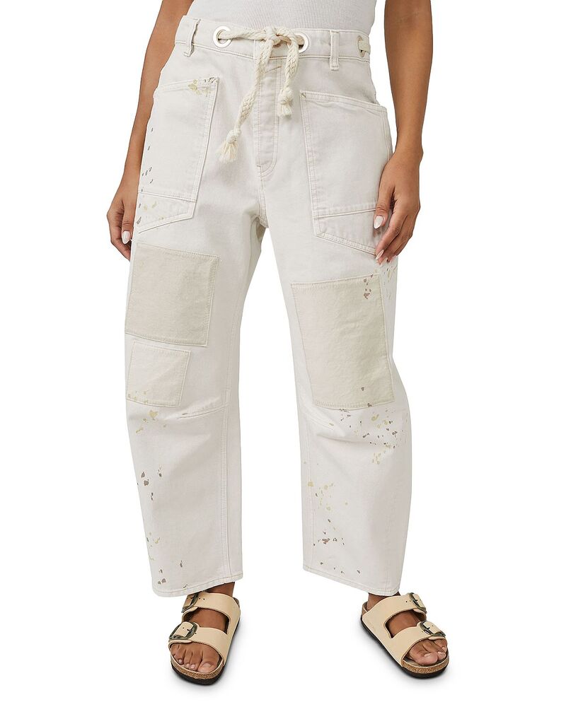 フリーピープル レディース ボトムス 心地好いズボン下 デニム Free People We The Free Moxie Low Slung Pull On Drawstring Barrel Jeans White 白いこと