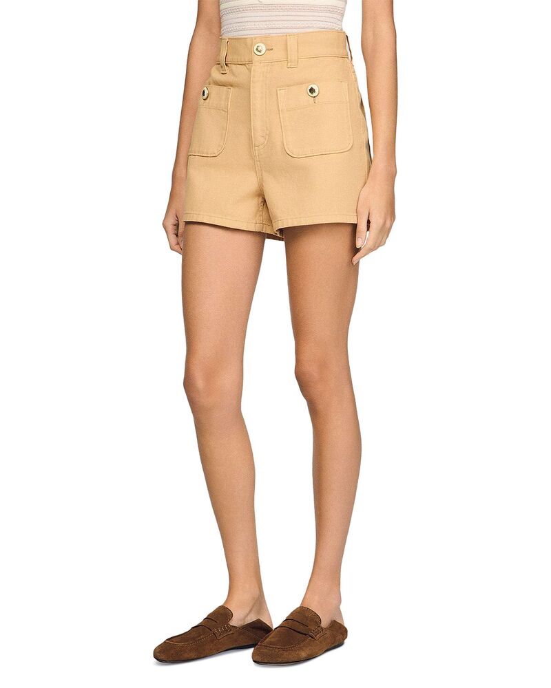 真砂ロ レディース ボトムス 二分の一ズボン下・さる股引き 遊撃手ズボン下 ジーンズ Sandro Texas Denim Shorts Beige ベージュ
