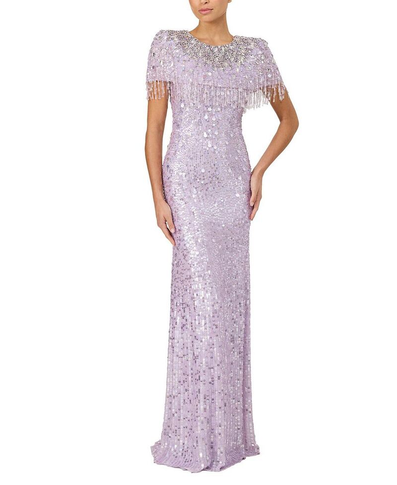 ジェニー・パッカム レディース トップス ワンピースパンコール マキシ フリンジ Jenny Packham Eugenie Sequin Fringed Maxi Dress Thistle｜ReVida 店