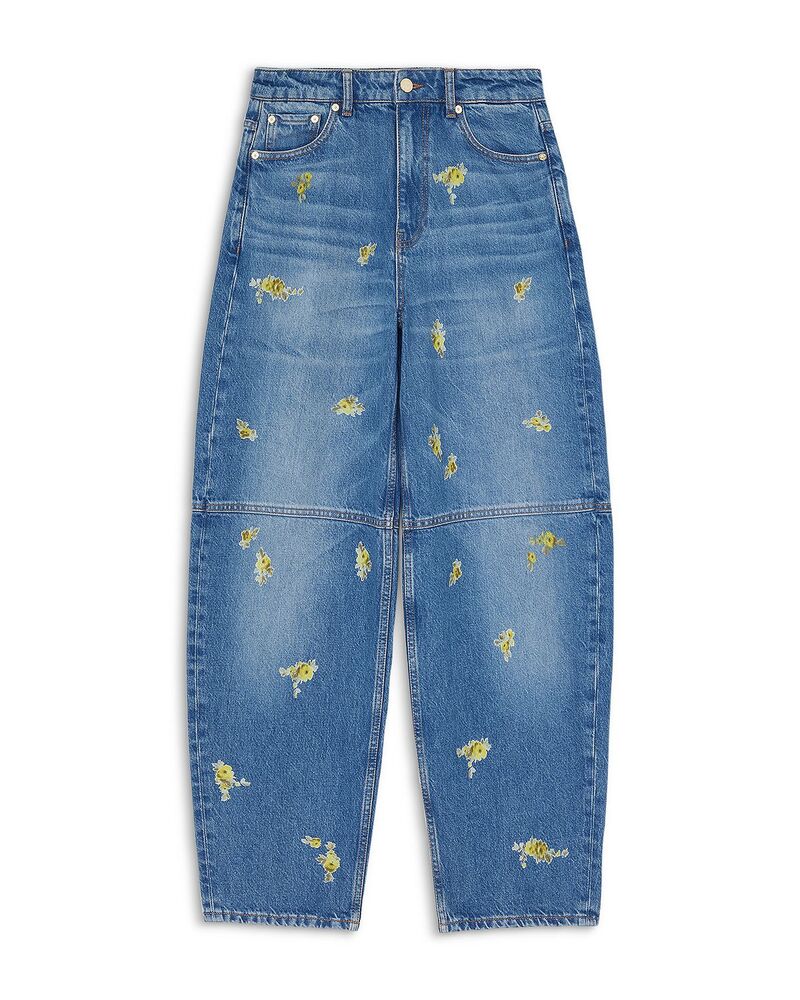 ガニー レディース ボトムス デニムパンツ プリント ジーンズ GANNI Stary High Rise Printed Barrel Jeans in Light Blue ブルー｜ReVida 店 88,440円
