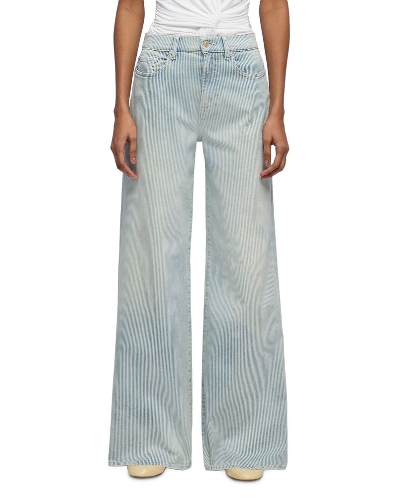 セブンフォーオールマンカインド レディース ボトムス デニムパンツ ワイドレッグ ジーンズ 7 For All Mankind Lotta High Rise Wide Leg Jeans in Sugar Stripes ストライプ|ReVida 店