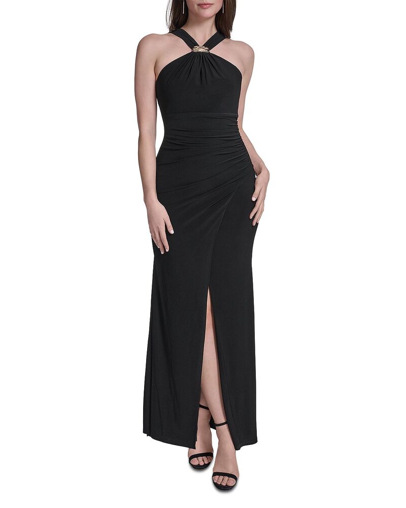 エリザジェイ レディース アンダー御召しもの ナイト爵御召しもの ホルター Eliza J Halter Gown Black 黒いこと