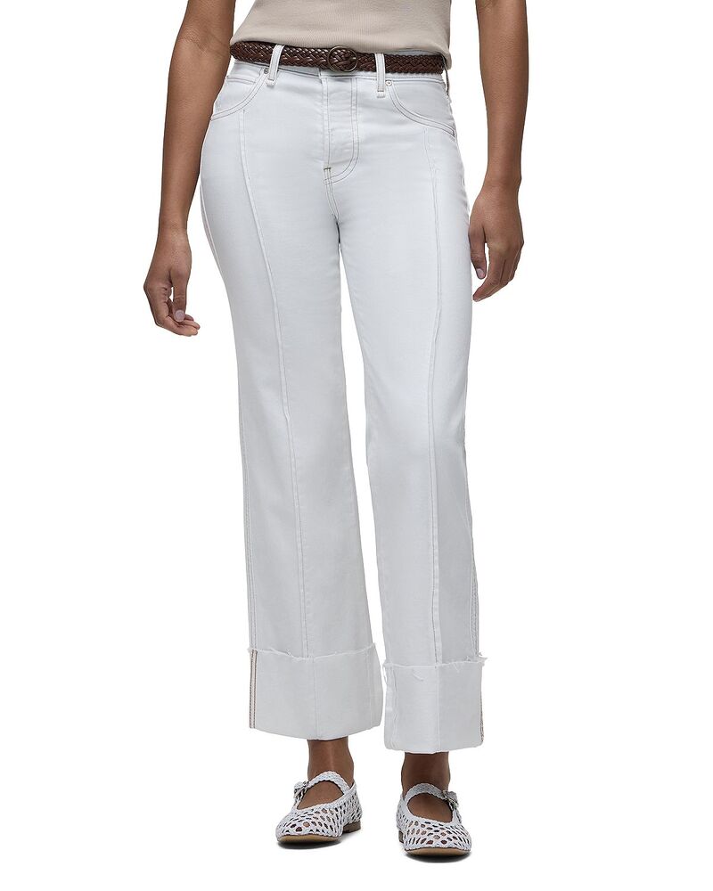 ハドソン レディース ボトムス デニムパンツ ワイドレッグ ジーンズ Hudson Rosie Pintucked Cuffed Wide Leg Jeans White ホワイト|ReVida 店