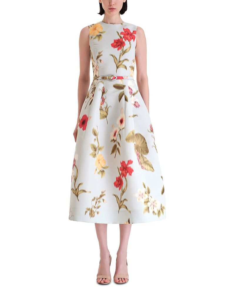 オスカー デ ラ レンタ レディース トップス ワンピース フラワー柄 フラワー Oscar de la Renta Chine Multi Floral Faille Day Dress Ivory Multi アイボリー|ReVida 店