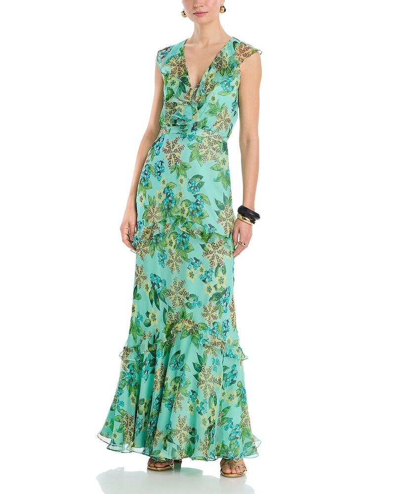 サローニ レディース トップス 衣裳 絹地 SALONI Rita Silk Dress Fiori Mint ペパーミント レディースファッション-ワンピース