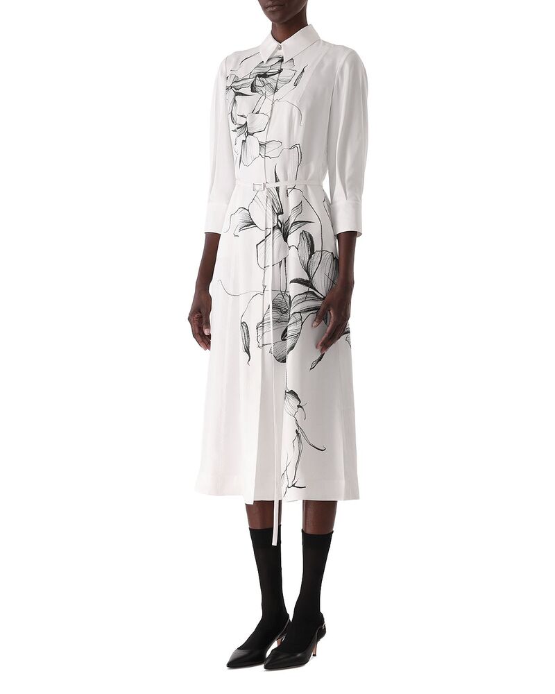 ジェイソン ウー レディース トップス プルオーバー 御花柄 地絹 御花 Jason Wu Collection Shadow Floral Silk Twill Shirtdress Chalk/ Hunter Green Multi 車輪止め