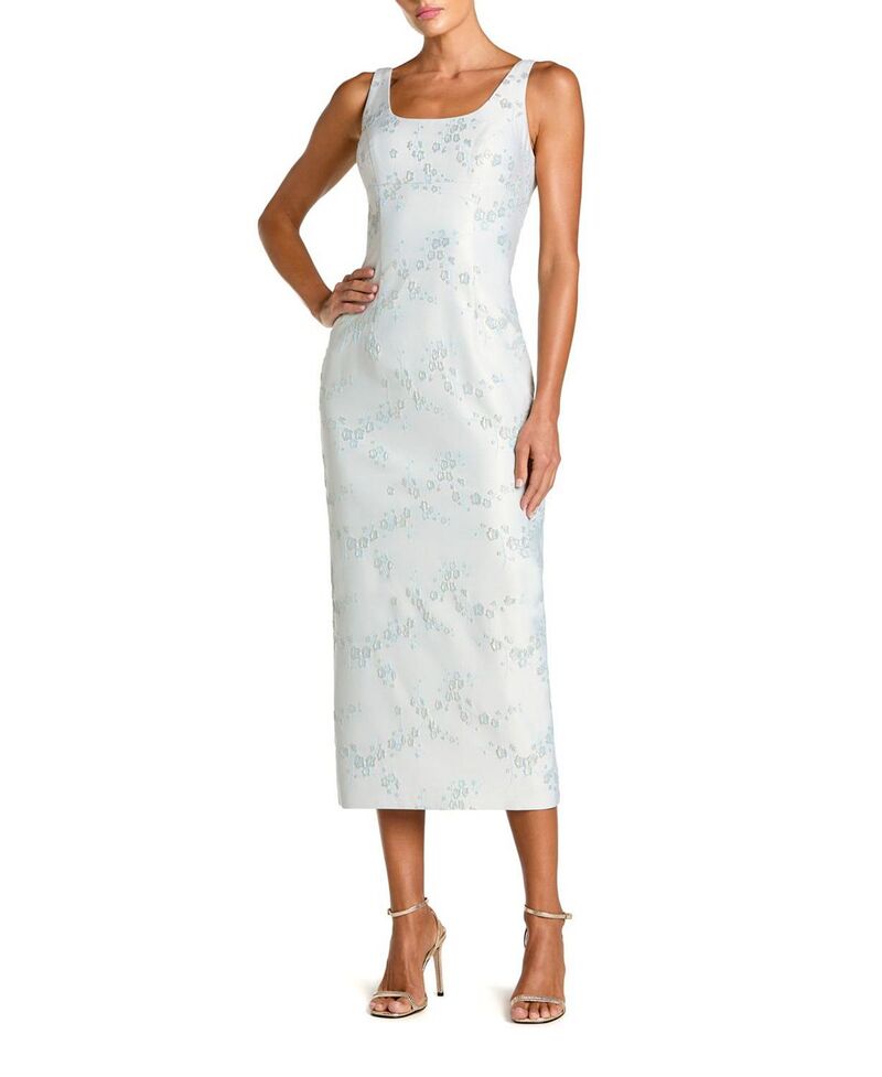 マックダガル レディース トップス ワンピース ミディ ノースリーブ Mac Duggal Brocade Sleevelesscoop Neck Midi Dress Blue Multi ブルー｜ReVida 店