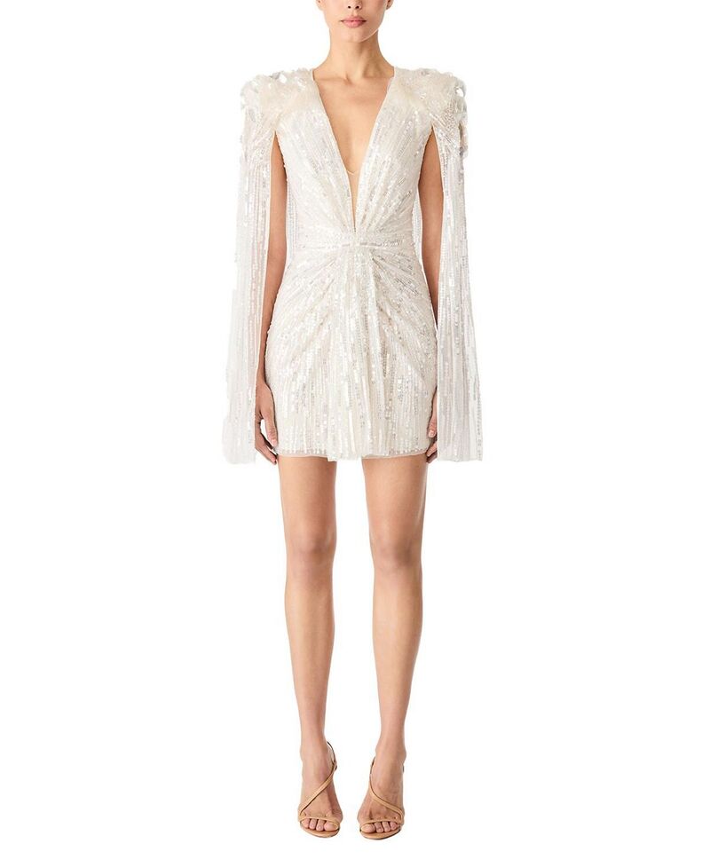 ジェニー・パッカム レディース トップス ワンピース ミニ スパンコール Jenny Packham Lady Love Sequin-Embellished mini Dress Ivory アイボリー|ReVida 店