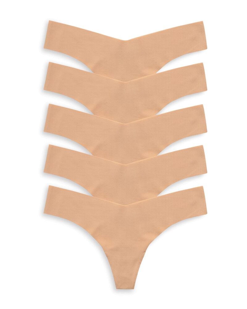 コマンドー レディース アンダー御召しもの ズボン下 Commando Cammando Raw Cut Beige Thong Pack of 5 Beige ベージュ