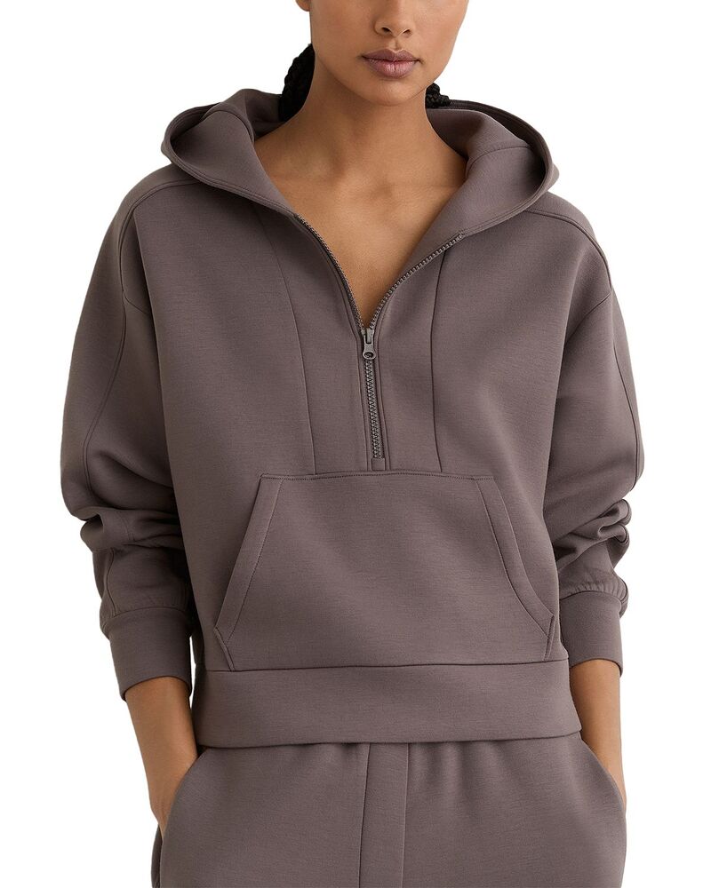 レイス レディース アウター パーカー・スウェット REISS Lockie Hoodie Taupe Brown 赤銅色
