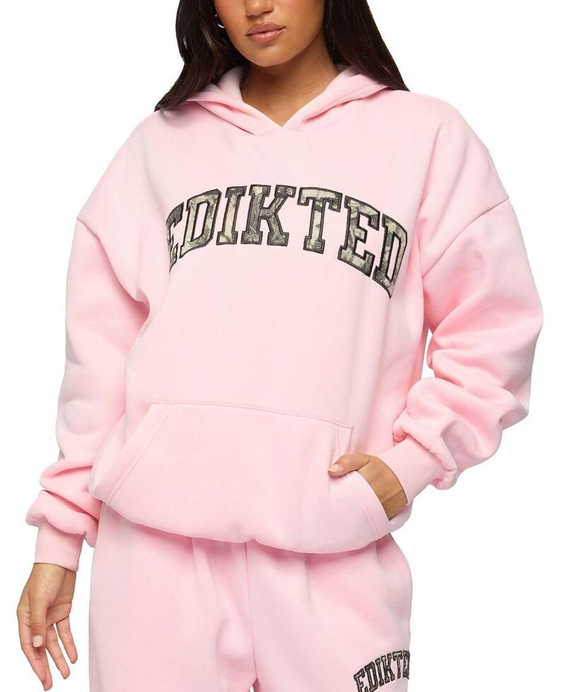 アディクテッド レディース アウター パーカー・スウェット Camo Crush Edikted Oversized Hoodie Light-Pink サクラ色