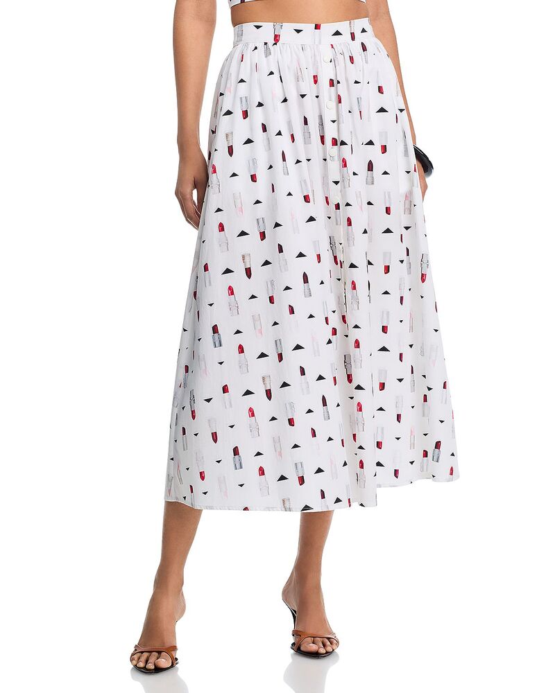 ラジャンス レディース 下つ方スコート 刷り上げる midi L\u0027AGENCE Seina Printed Midi Skirt Ivory Multi 象牙色 ボトムス-スカート