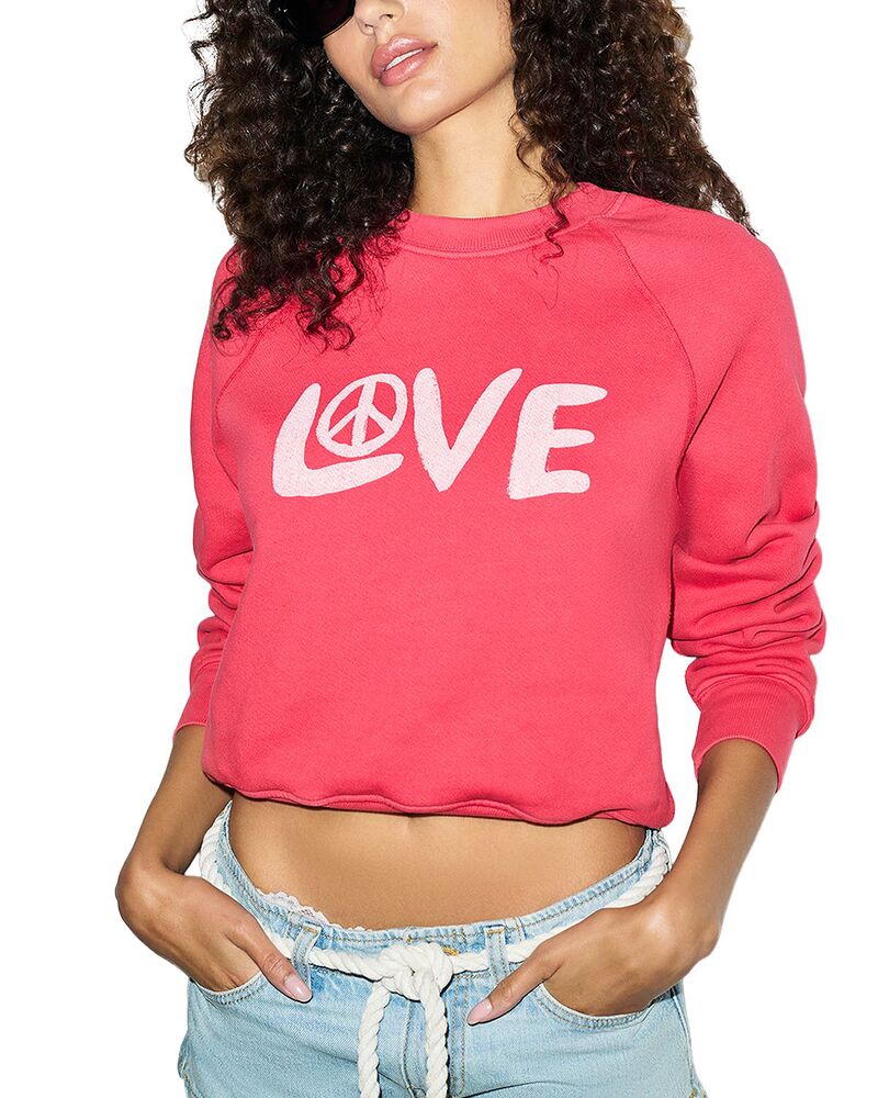 リダン レディース アウター パーカー・スウェット 労働者の一団のど首 プルオーバー RE/DONE Love And Peace Classicrewneck Sweatshirt Heritage Red 赤いこと