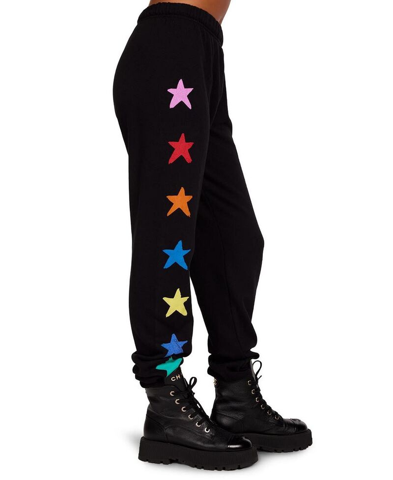 ローレンモシ レディース ボトムス 心地好いズボン下 LAUREN MOSHI Tanzy Brushed Stars Jogger Black 黒いこと