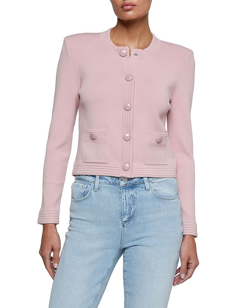 ラジャンス レディース アウター ジレー L\u0027AGENCE Patsy Crop Cardigan Misty Rose