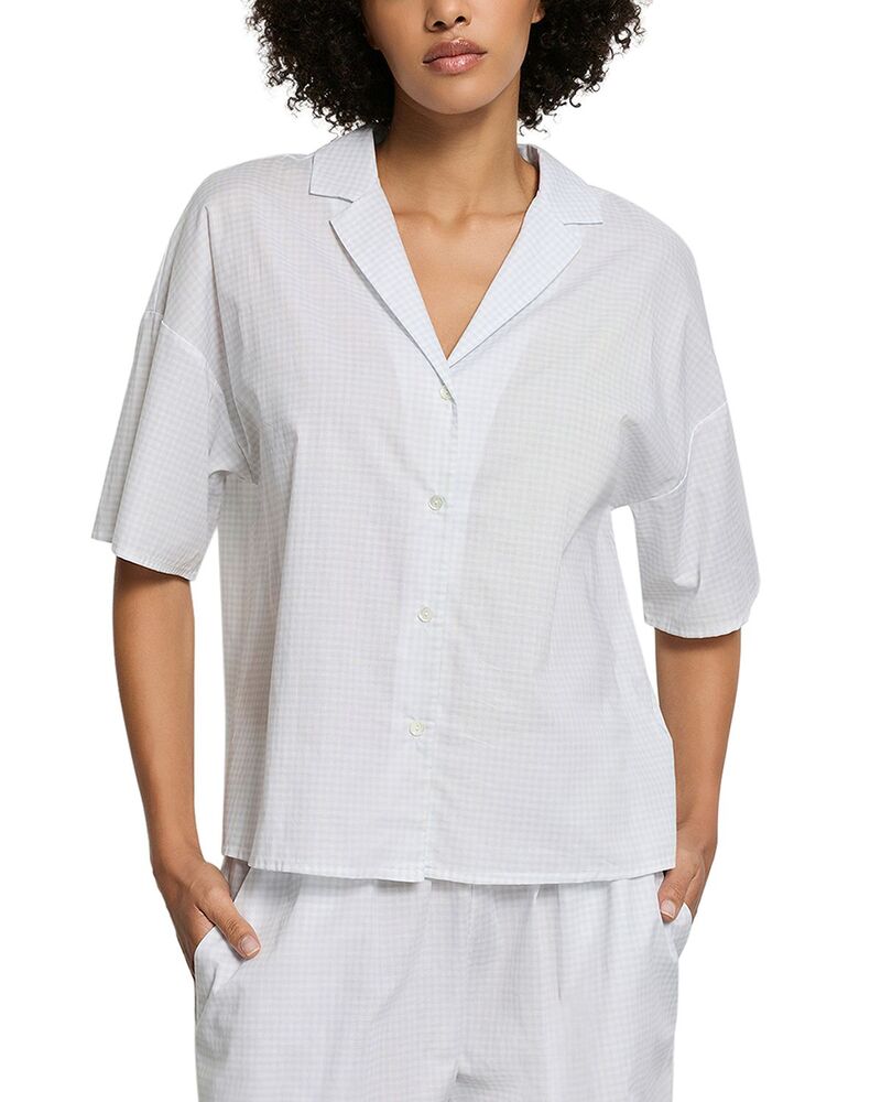 ハンロ レディース トップス プルオーバー Hanro Sleep \u0026 Lounge Woven Button Front Shirt Squared Sky