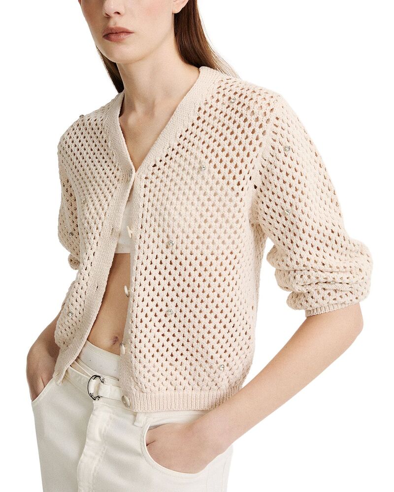 マレーラ レディース アウター ジレー メッシュ プルオーバー 綿織物 編み物 Marella Mlmfulcro Mesh Knit Cotton Cardigan Sweater Wool White 白いこと
