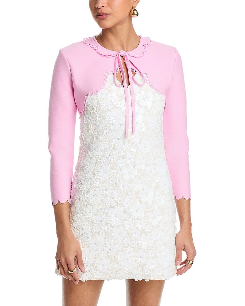 オスカー デ ラ レンタ レディース アウター ジレー プルオーバー Oscar de la Renta Scallop Edge Bolero Cardigan Sweater Tulip