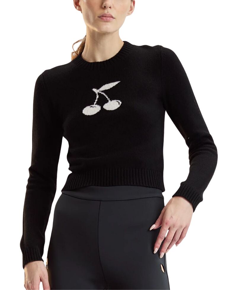シンシアローレイ レディース アウター 編み物・スウェーター クロップド Cynthia Rowley Intarsia Cropped Sweater Black 黒いこと