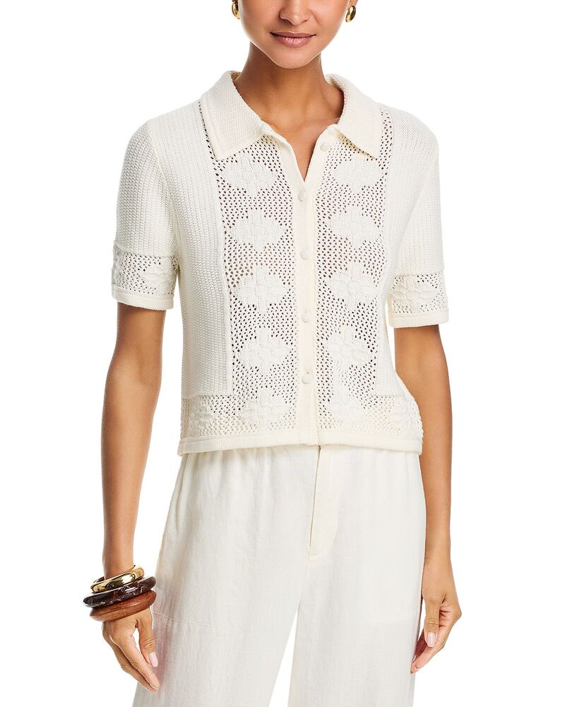 ヴェルヴェットバイグラハムスペンサー レディース アウター ジレー Velvet by Graham \u0026 Spencerosemund Short Sleeve Collared Cardigan Milk White 白いこと