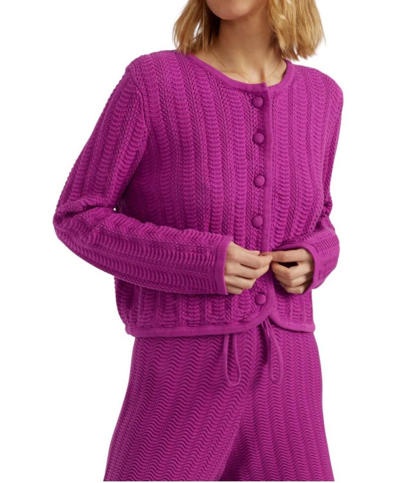 チンティアンドパーカー レディース アウター ジレー 綿織物 Chinti \u0026 Parker Women\u0027s Cotton Crochet Cardigan Magenta マゼンタ