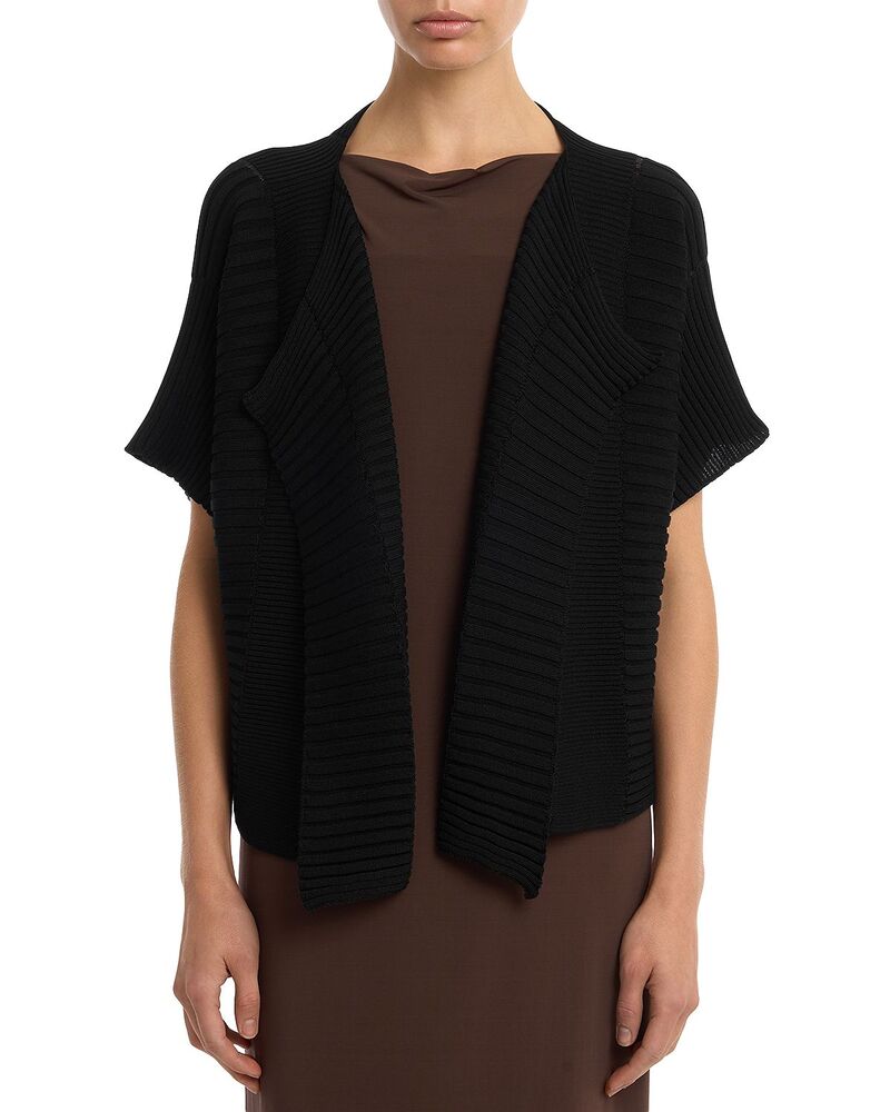 筋目 プリーズ イッセイ ミヤケ レディース アウター ジレー 編み物 PLEATS PLEASE ISSEY MIYAKE Column Knit Cardigan Black 黒いこと