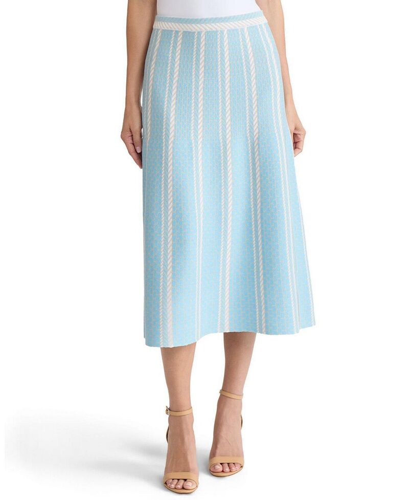ミンウォン レディース ボトムスカート ミディ ニット Ming Wang Roadmapattern Soft Knit Midi Skirt Serene/Limestone/White ホワイト|ReVida 店