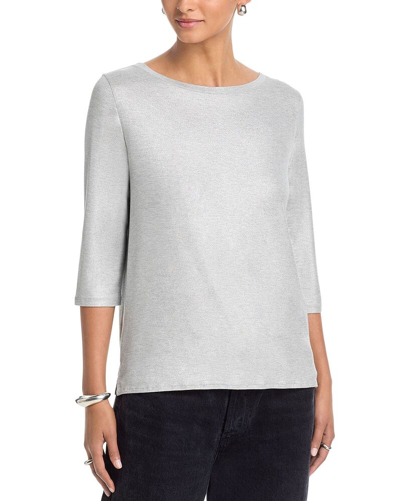マジェスティック レディース トップス プルオーバー Majestic Filatures Boat Neck Three Quarter Sleeve Tee Gris Chine Clair