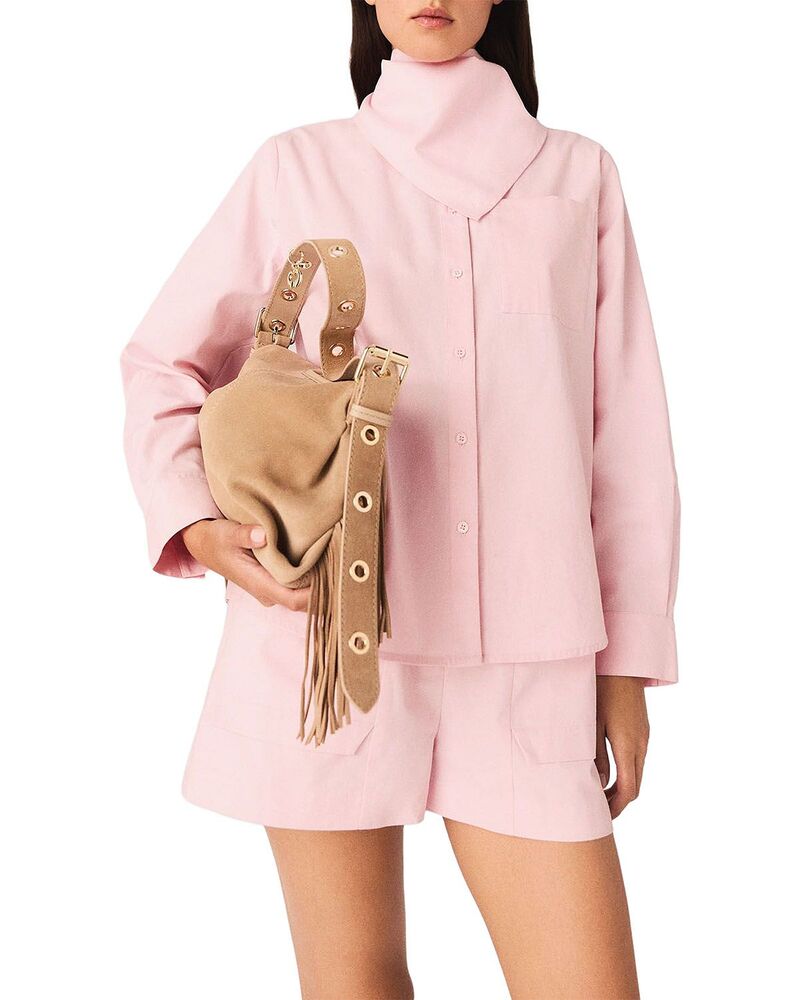 マージュ レディース トップス シャツ Maje Cionea Removable Scarf Shirt Pink ピンク