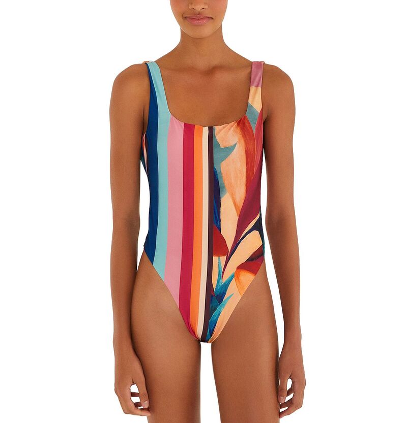 耕園 レディース 海水着 上下書き割り FARM Rio Atlantic Rain Forest One Piece Swimsuit Multicolor マルチ色つや