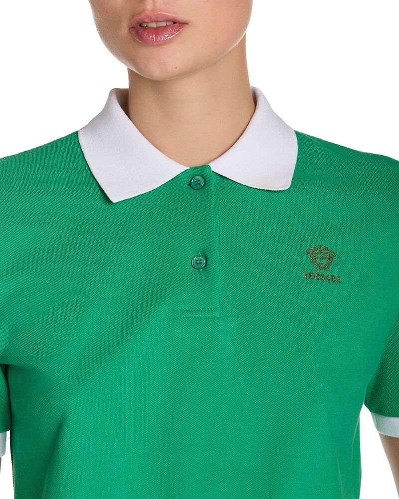 ヴェルサーチ レディース トップス スポーツシャツ ロゴタイプ Versace Logo Piqu Polo Shirt White/Azure Blue 白いこと