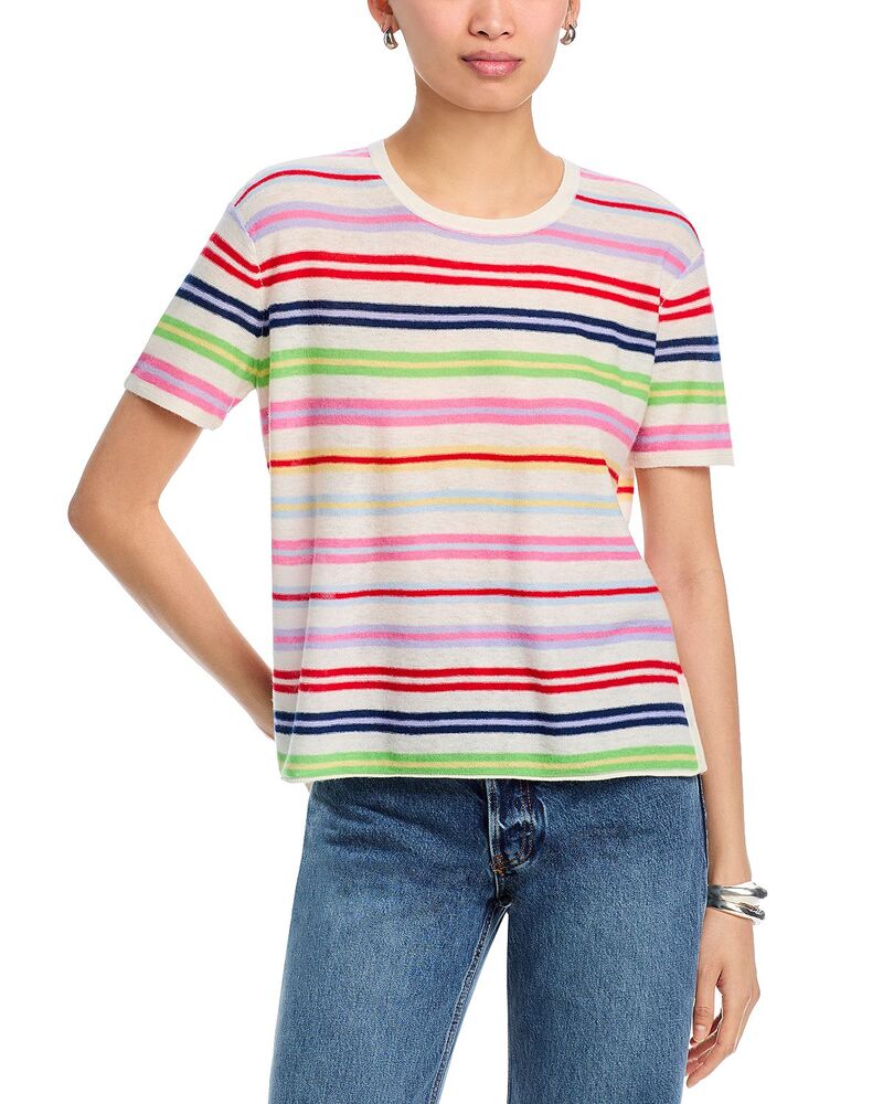マジェスティック レディース トップス Tシャツ Majestic Filatures Cashmere Striped Tee Brume Chine/Milk ストライプ|ReVida 店