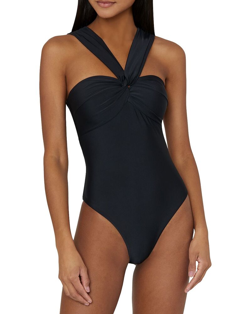 ミリー レディース 海水着 上下書き割り ドレープ MILLY Betsy Draped One Piece Swimsuit Black 黒いこと