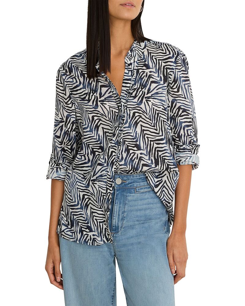 ニックプラスゾーイ レディース トップス シャツ NIC+ZOE Inked Lineshirt Indigo Multi インディゴ｜ReVida 店