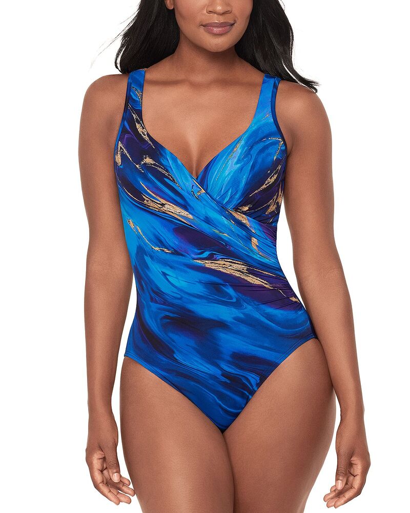 不思議なこと背広 レディース 海水着 上下書き割り Miraclesuit Stellar Nova It\u0027s A Wrap One Piece Swimsuit Blue Multi 青碧