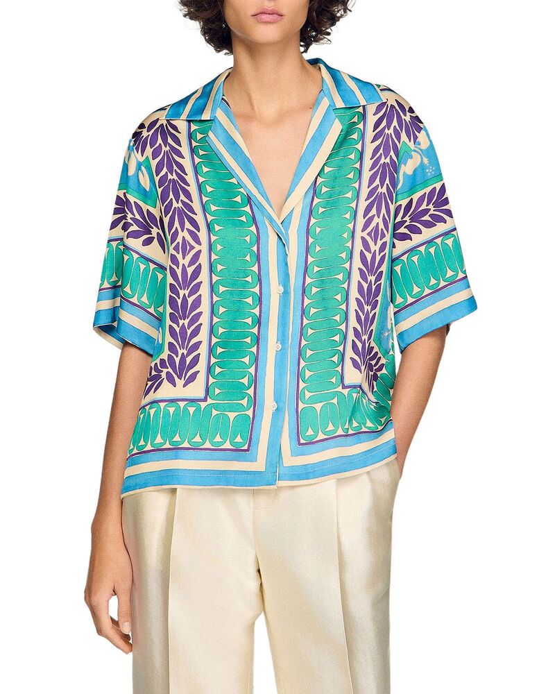 サンドロ レディース トップス シャツ プリント Sandro Flower Print Shirt Green / Purple グリーン