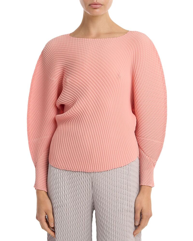 プリーツ プリーズ イッセイ ミヤケ レディース トップス シャツ PLEATS PLEASE ISSEY MIYAKE Misty Pleatedolman Sleeve Top FLamingo Pink ピンク｜ReVida 店
