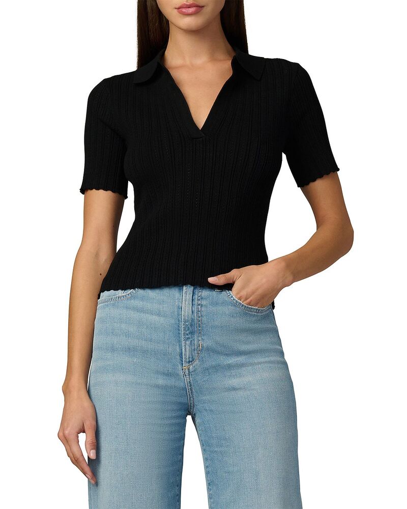 ジョーズジーンズ レディース トップス スポーツシャツ Joe\u0027s Jeans The Jess Pointelle Polo Black 黒いこと